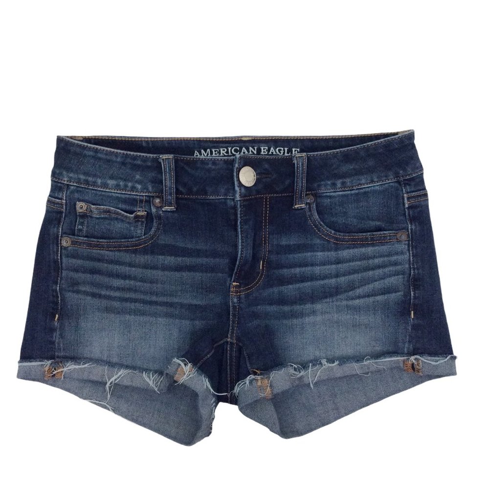 American Eagle Women’s Dark Wash Rolled Cutoff Shortie Shorts Women's Size 2
